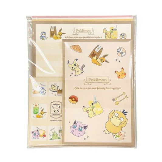 [BROWN] "Pokemon Snacks & Tea" Letter Set - Rosey’s Kawaii Shop