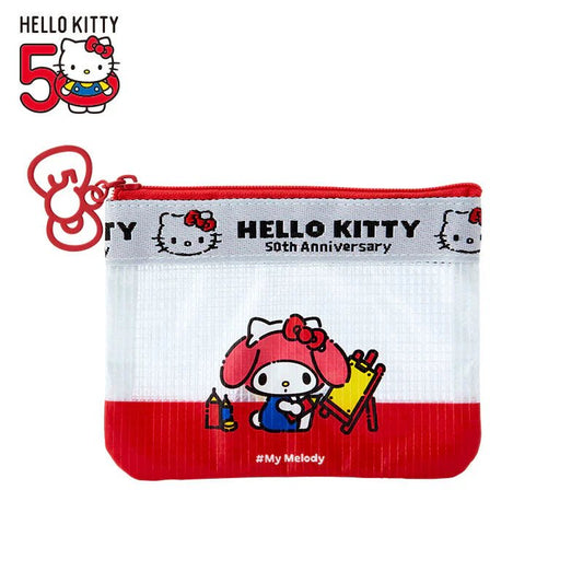 [MY MELODY] "HELLO EVERYONE! Hello Kitty 50th" Vinyl Pouch - Rosey’s Kawaii Shop