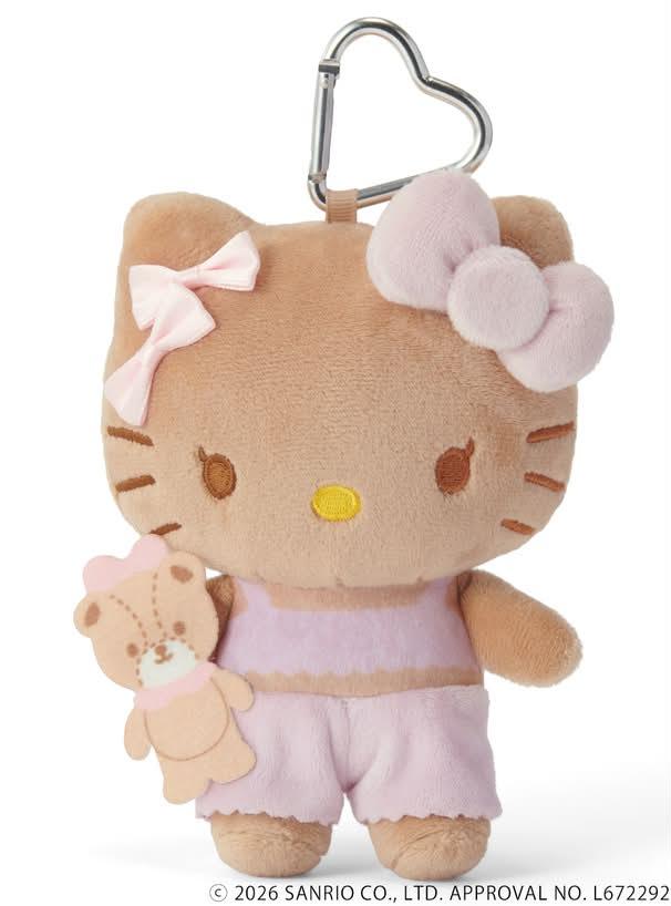 "GRL x Hello Kitty Suntan Double Pink Ribbon" Plush Keychain