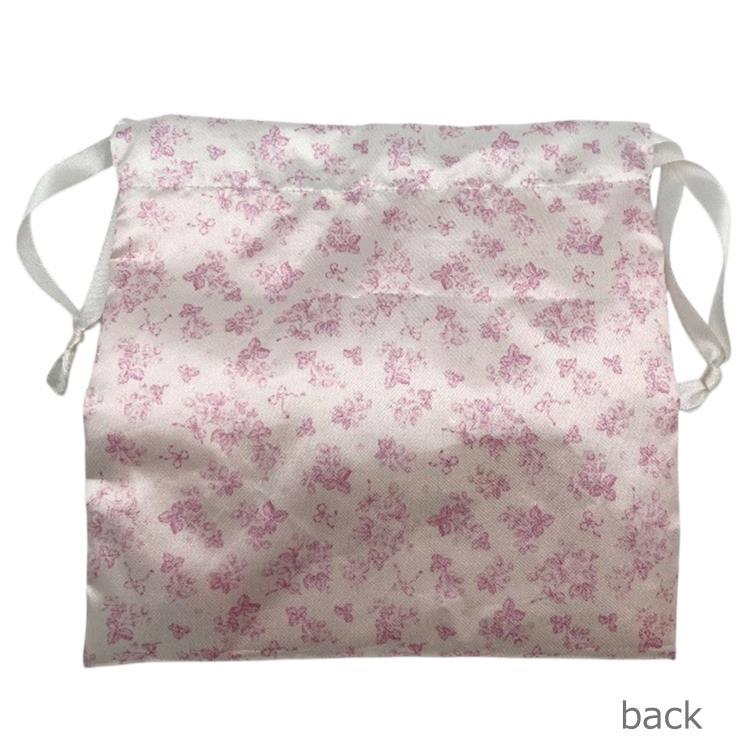"My Melody White Strawberry Tea Time" Flat Drawstring Bag