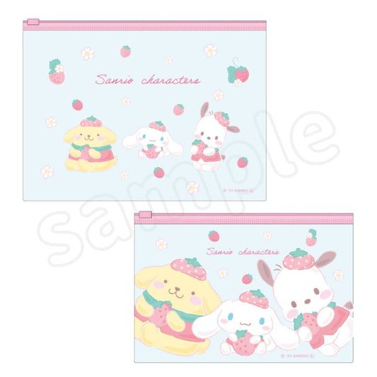 [POMPOMPURIN / CINNAMOROLL / POCHACCO] "Sanrio Strawberry Cheek" Slider Pouch Set