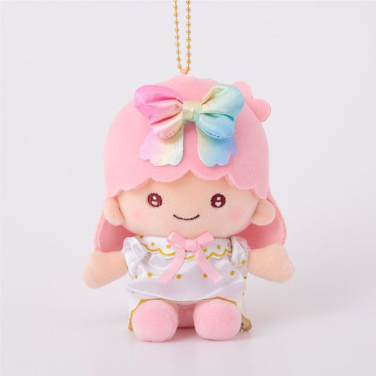 [LALA / LITTLE TWIN STARS RAINBOW] "Ichigo Shinbun 50th Anniversary x Munyugurumi Patio POPUP STORE" Plush Keychain