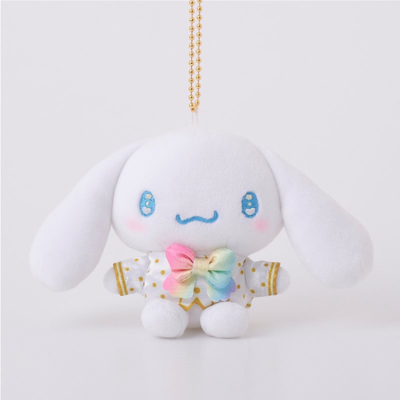 [CINNAMOROLL RAINBOW] "Ichigo Shinbun 50th Anniversary x Munyugurumi Patio POPUP STORE" Plush Keychain