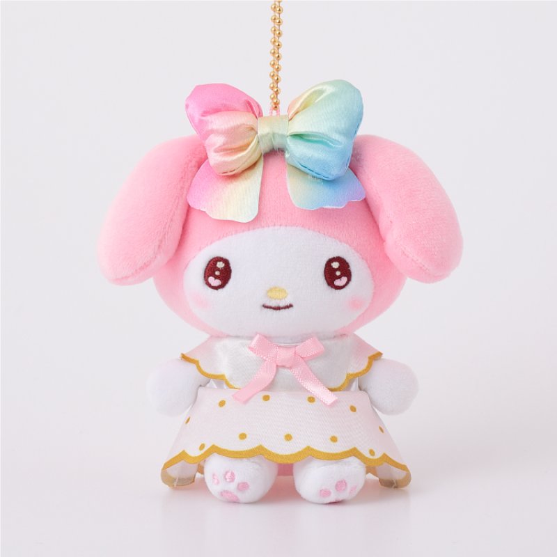 [MY MELODY RAINBOW] "Ichigo Shinbun 50th Anniversary x Munyugurumi Patio POPUP STORE" Plush Keychain