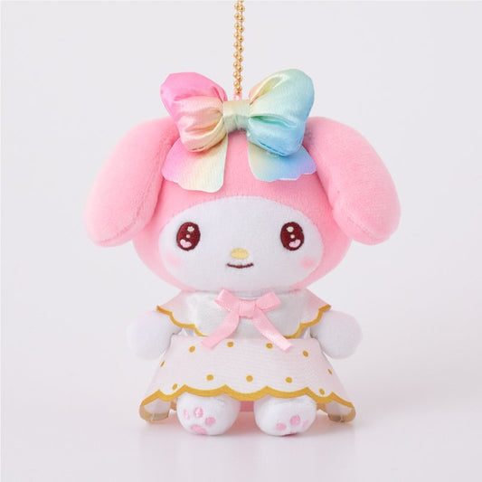 [MY MELODY RAINBOW] "Ichigo Shinbun 50th Anniversary x Munyugurumi Patio POPUP STORE" Plush Keychain
