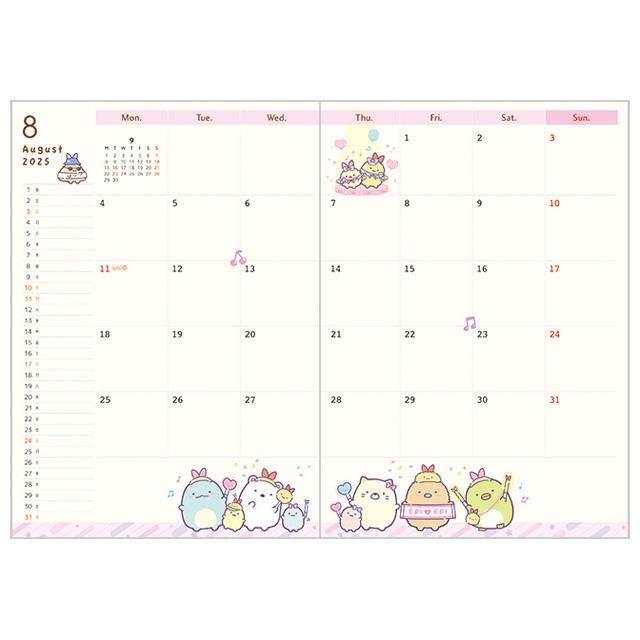"2025 Sumikko Gurashi B6 MONTHLY Schedule Book" [ME67308] - Rosey’s Kawaii Shop