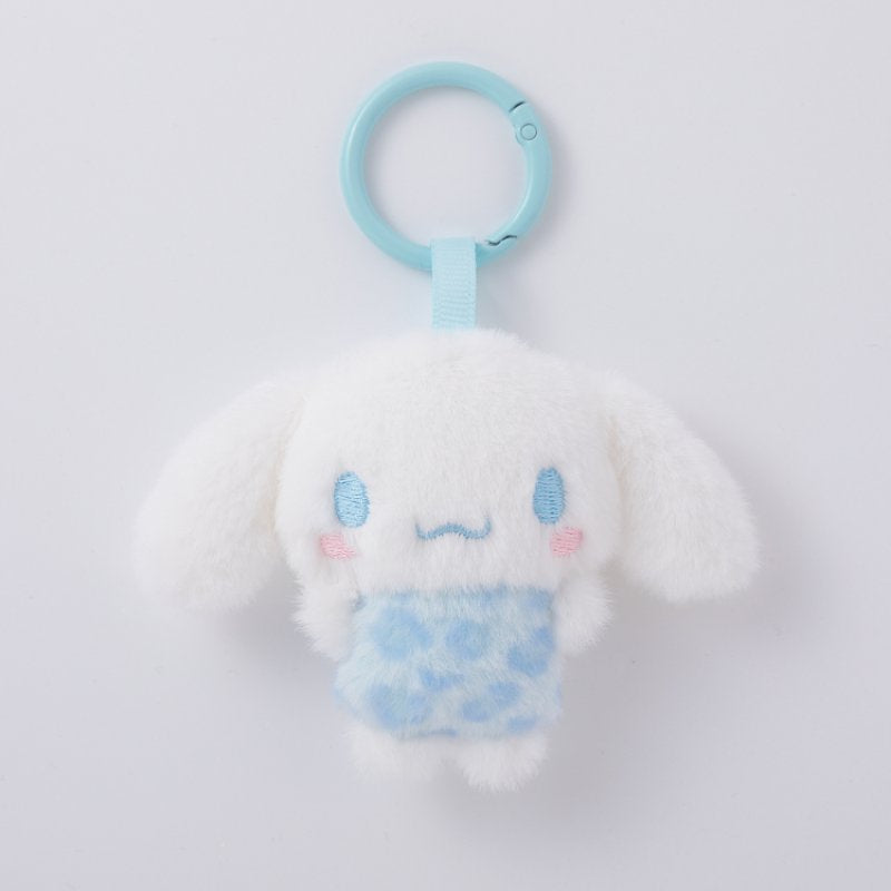 [CINNAMOROLL] "Sanrio Leopard Print Heart Fuwafuwa Friends" Plush Keychain