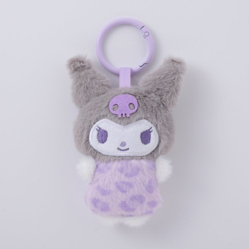 [KUROMI] "Sanrio Leopard Print Heart Fuwafuwa Friends" Plush Keychain