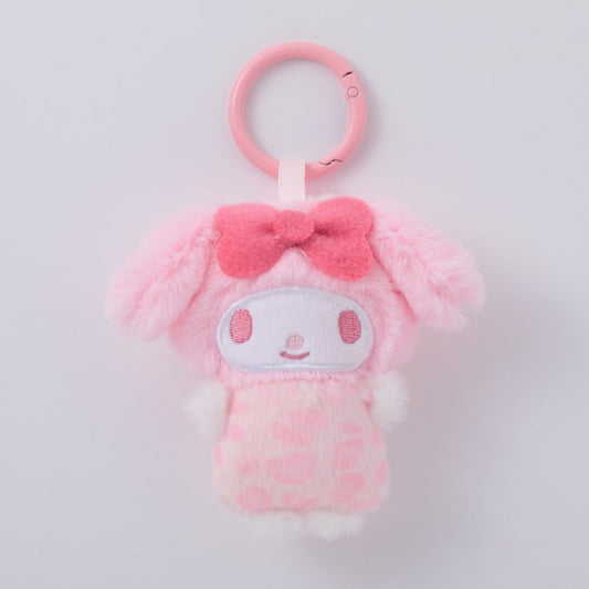 [MY MELODY] "Sanrio Leopard Print Heart Fuwafuwa Friends" Plush Keychain