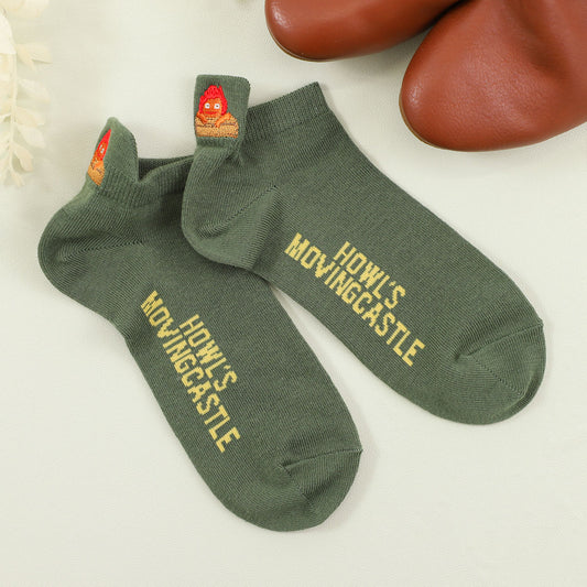 "Howl's Moving Castle" Heel Embroidered Socks