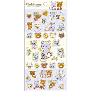 [WHITE] "Rilakkuma & Awawa Neko" Sticker Sheet