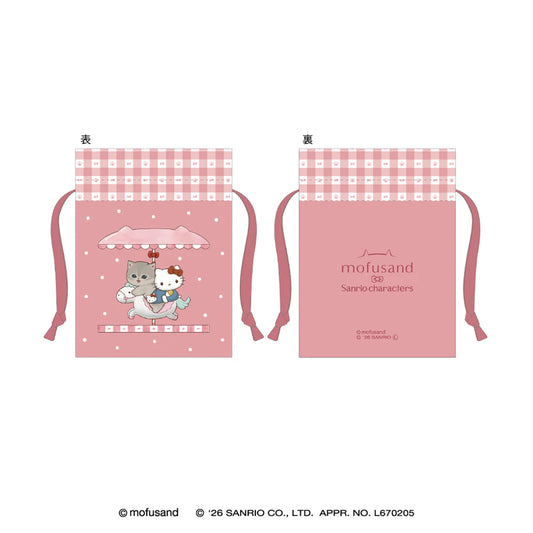 [HELLO KITTY] "Mofusand x Sanrio" Mini Drawstring Bag