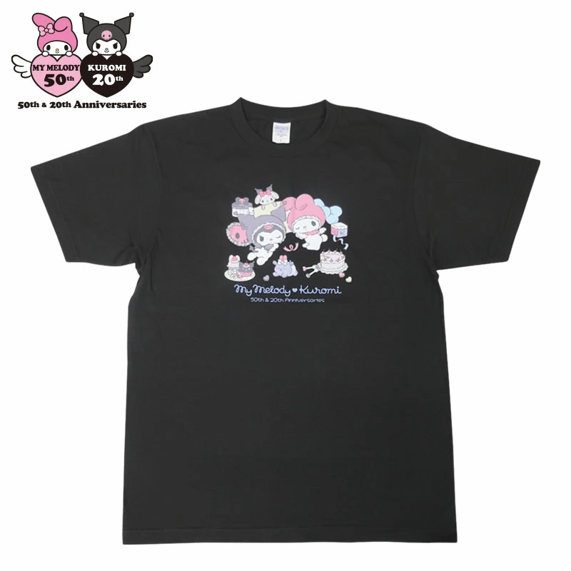 [BLACK] "My Melody & Kuromi 50th & 20th Anniversary" LARGE T-Shirt