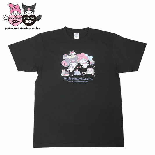 [BLACK] "My Melody & Kuromi 50th & 20th Anniversary" LARGE T-Shirt
