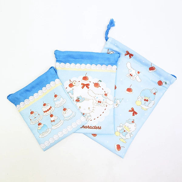 [BLUE] "Sanrio Sweet Cakes" Drawstring Bag Set