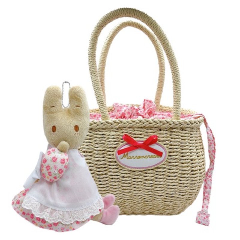 [MARRON CREAM] AVAIL "Sanrio" Basket Bag with Plush Keychain