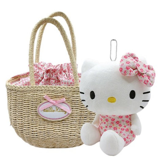 [HELLO KITTY] AVAIL "Sanrio" Basket Bag with Plush Keychain