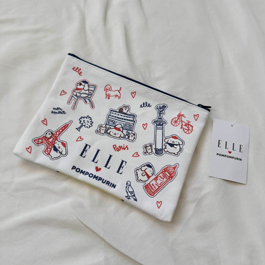 [NAVY] "ELLE x Pompompurin" Flat Pouch