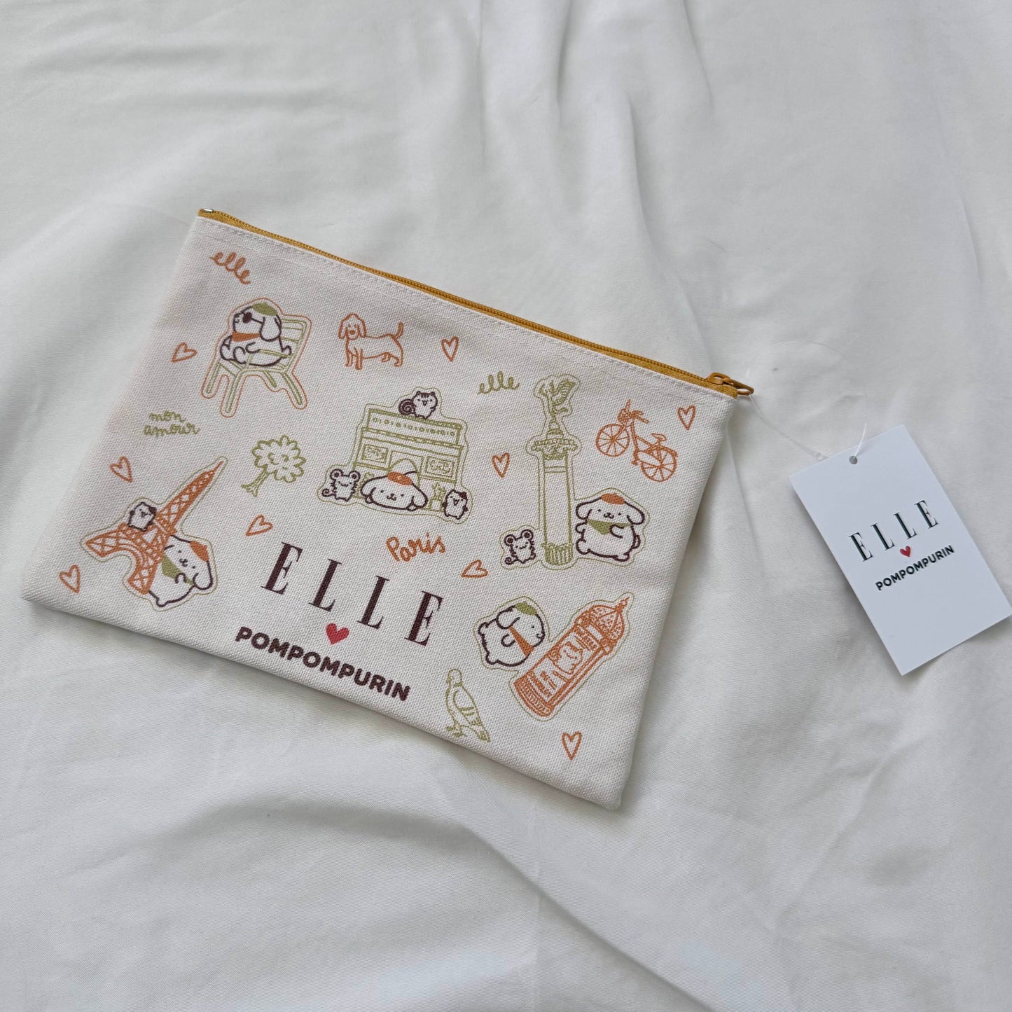 [YELLOW] "ELLE x Pompompurin" Flat Pouch