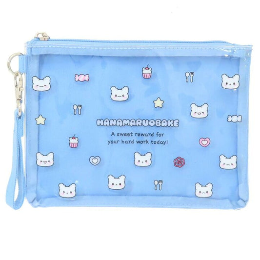 [BLUE] "Hanamaruobake Pastel Sweets" Flat Pouch - Rosey’s Kawaii Shop