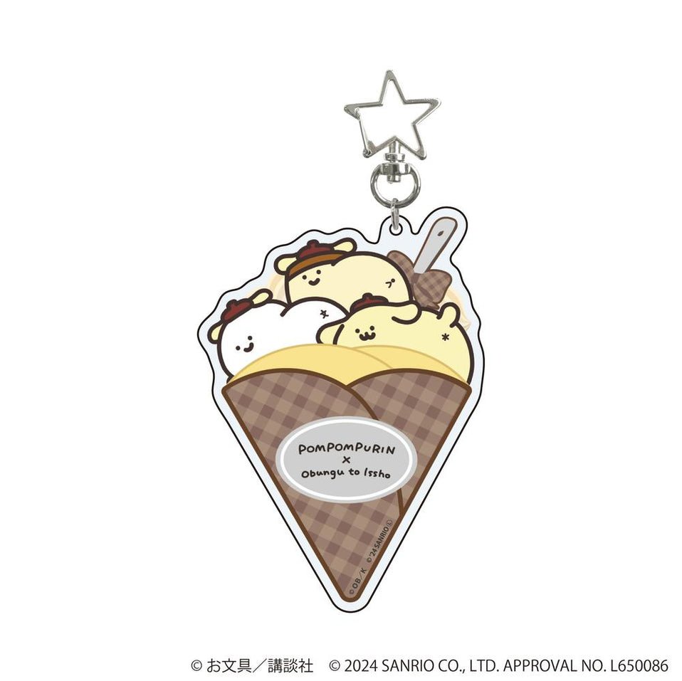 [BOOTIES] "Obungu to Issho x Pompompurin Crepe" Acrylic Keychain - Rosey’s Kawaii Shop