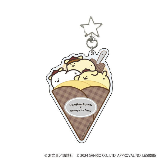 [BOOTIES] "Obungu to Issho x Pompompurin Crepe" Acrylic Keychain - Rosey’s Kawaii Shop