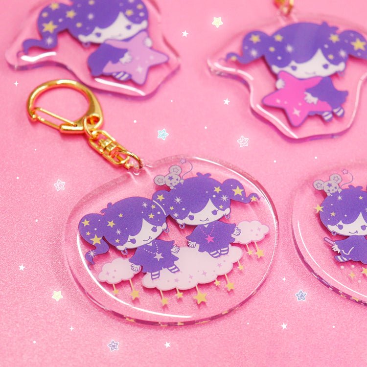 [BROOM] "Little Twin Stars: Magical Twin Comets" Keychain - Rosey’s Kawaii Shop