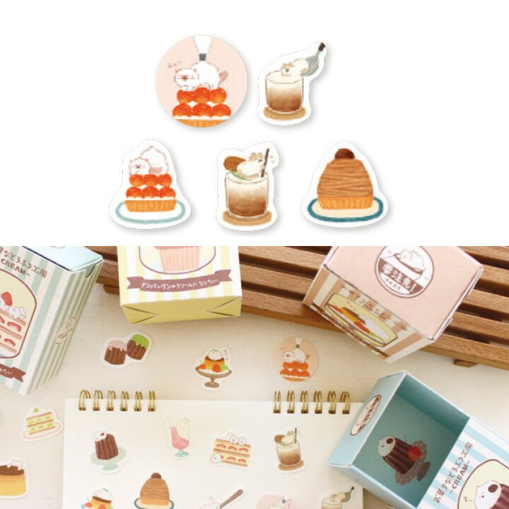 [CAT] "Sweets & Animals Workshop" Boxed Sticker Flakes - Rosey’s Kawaii Shop