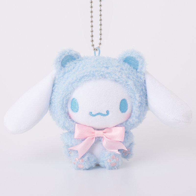 [CINNAMOROLL] "Sanrio Fuwamoko Animal Hood" Munyugurumi Plush Keychain - Rosey’s Kawaii Shop