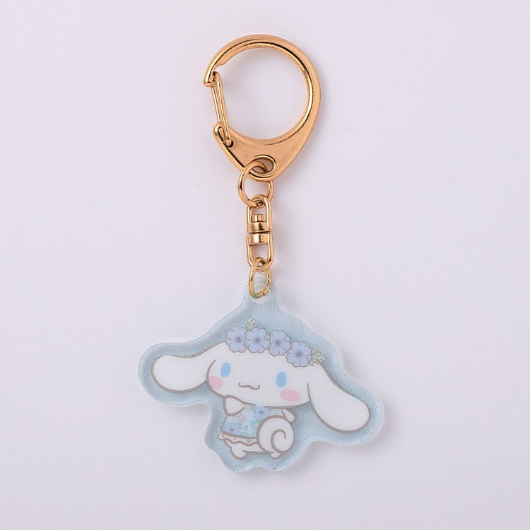 [CINNAMOROLL] "Sanrio Textile Flower" Acrylic Keychain - Rosey’s Kawaii Shop