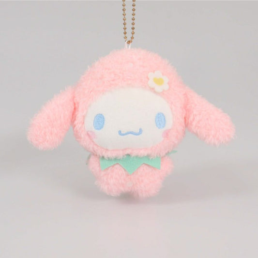 [CINNAMOROLL STRAWBERRY] "Ichigo Shinbun 50th Anniversary x Munyugurumi Patio POPUP STORE" Plush Keychain - Rosey’s Kawaii Shop