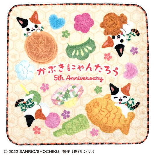 [CREAM / CHECKER] "Kabukinyantaro" Mini Towel - Rosey’s Kawaii Shop