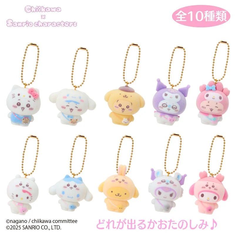 [FLOCKED KEYCHAIN] "Chiikawa x Sanrio" Blind - Rosey’s Kawaii Shop