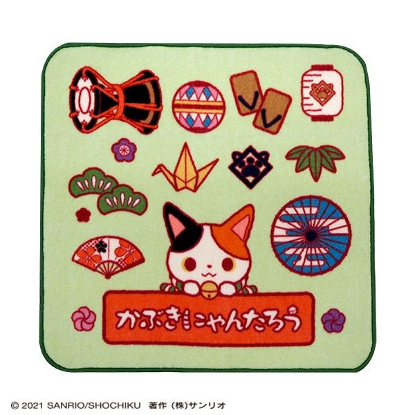 [GREEN / RETRO] "Kabukinyantaro" Mini Towel - Rosey’s Kawaii Shop