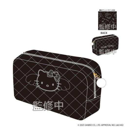"Hello Kitty Black Angel" Quilted Square Pouch - Rosey’s Kawaii Shop