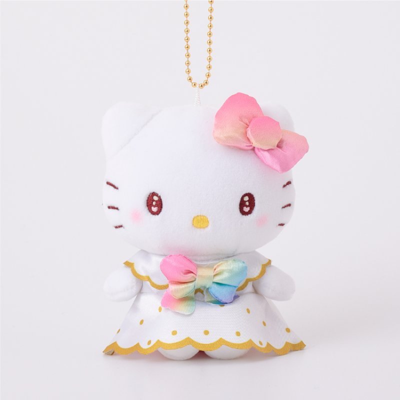 [HELLO KITTY RAINBOW] "Ichigo Shinbun 50th Anniversary x Munyugurumi Patio POPUP STORE" Plush Keychain - Rosey’s Kawaii Shop
