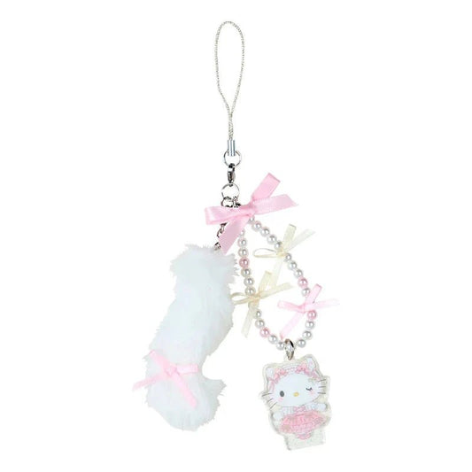 [HELLO KITTY] "Sanrio White Cat Ballerina" Fluffy Strap - Rosey’s Kawaii Shop