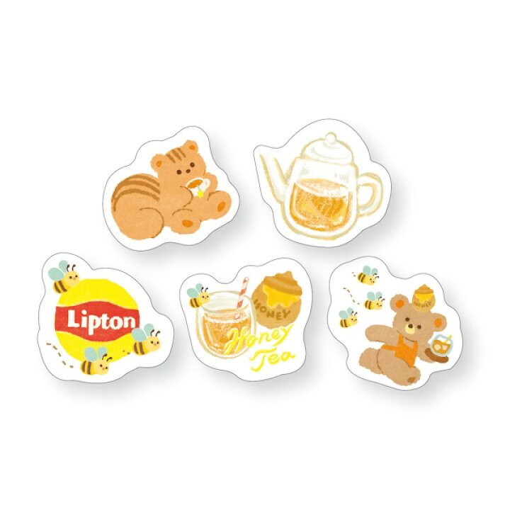 [HONEY] "Lipton Tea: Bear's Tea Stand" Boxed Sticker Flakes - Rosey’s Kawaii Shop