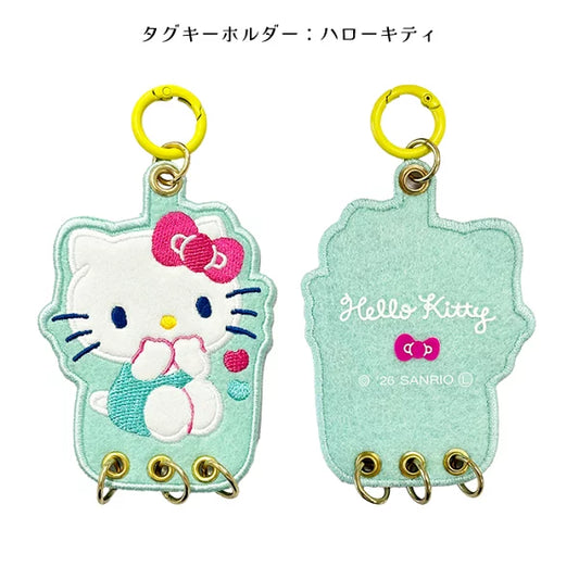 [HELLO KITTY] "Sanrio Sagara Embroidery" Tag Keychain