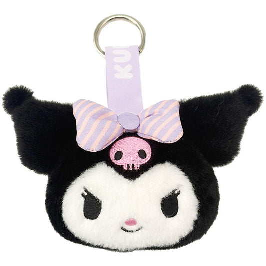 [KUROMI] "Sanrio Face Tag" Plush Keychain - Rosey’s Kawaii Shop
