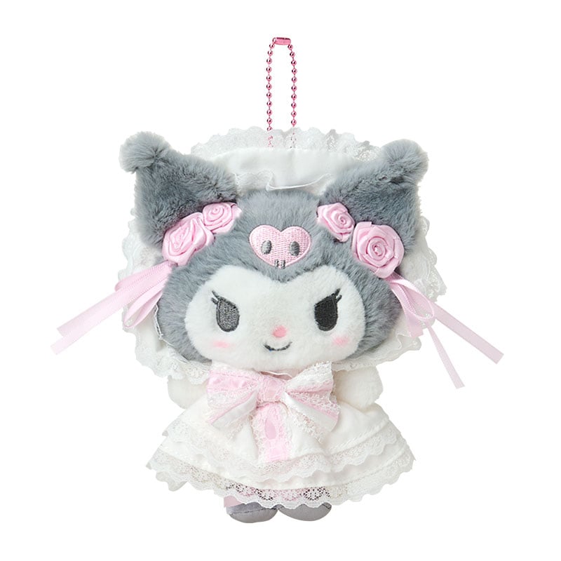 [KUROMI] "Sanrio White Frill" Plush Keychain - Rosey’s Kawaii Shop