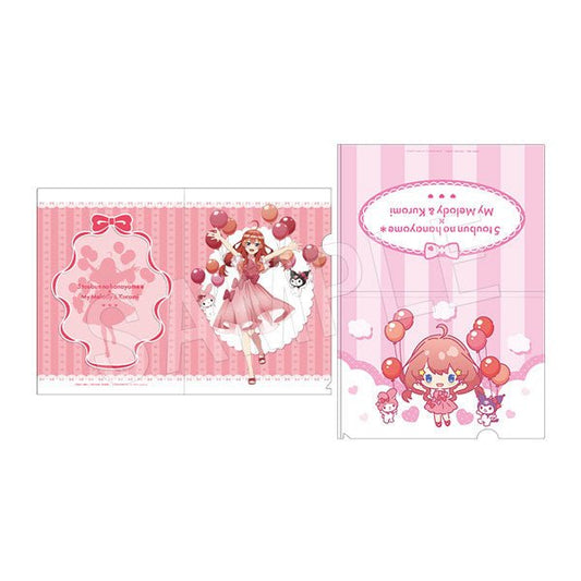 [MAY / RED] "The Quintessential Quintuplets x My Melody & Kuromi Set Balloon & Ribbon" Clear File - Rosey’s Kawaii Shop