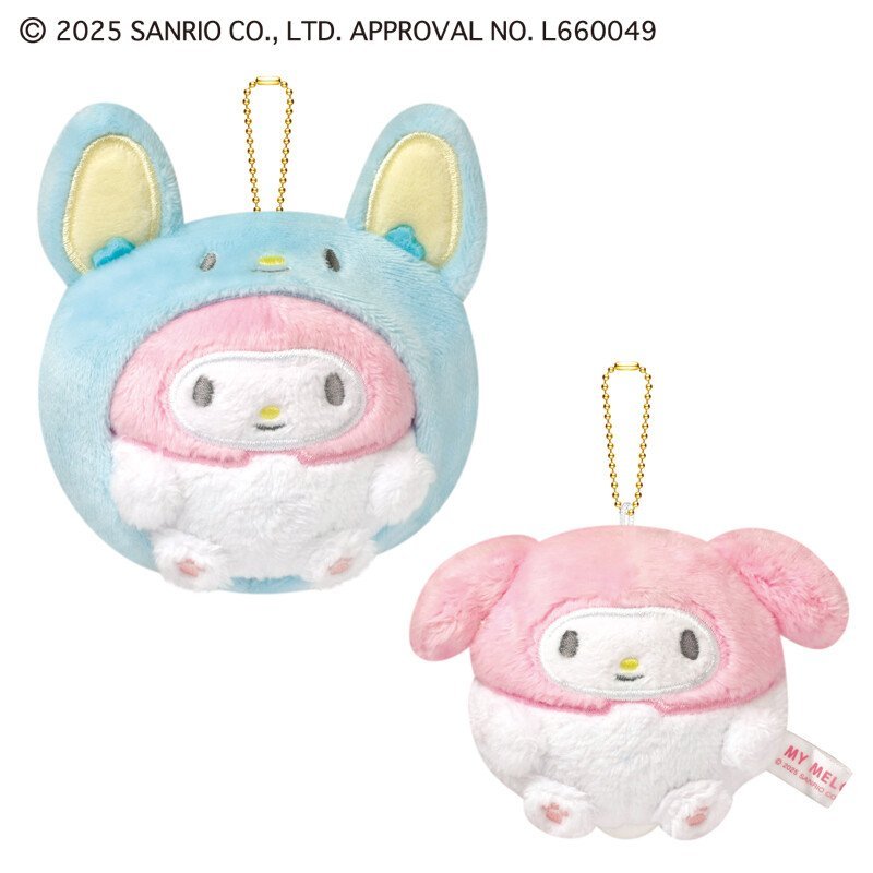 [MY MELODY & FLAT] "Sanrio Round Hiding" Plush Keychain - Rosey’s Kawaii Shop