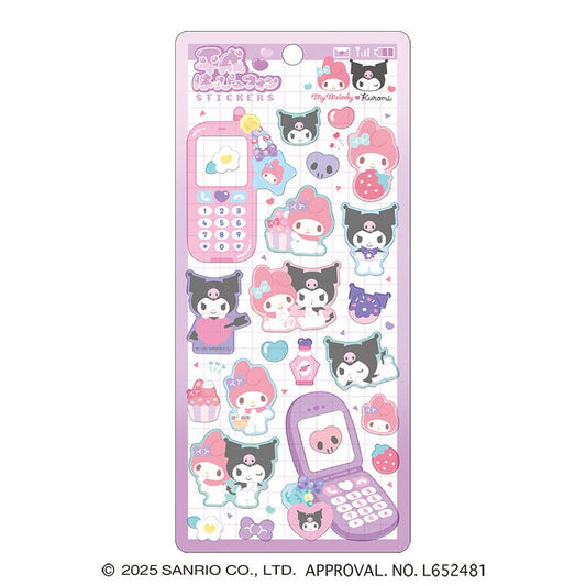 [MY MELODY & KUROMI] "Sanrio Heisei Happy Phone" Sticker Sheet - Rosey’s Kawaii Shop