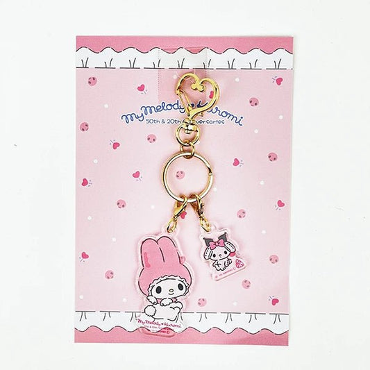 [MY MELODY] "My Melody & Kuromi 50th & 20th Anniversary" Twin Acrylic Keychain - Rosey’s Kawaii Shop