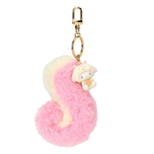 [MY MELODY] "Sanrio Fluffy Squirrel" Fluffy Tail & Flocked Keychain - Rosey’s Kawaii Shop