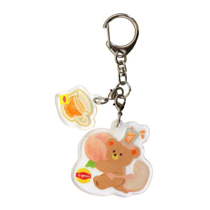 [PEACH] "Lipton Tea: Bear's Tea Stand" Acrylic Double Keychain - Rosey’s Kawaii Shop