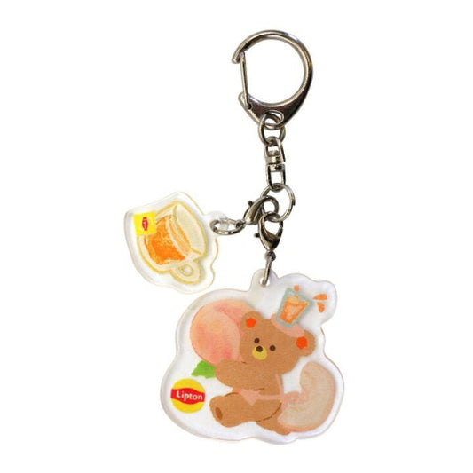 [PEACH] "Lipton Tea: Bear's Tea Stand" Acrylic Double Keychain - Rosey’s Kawaii Shop