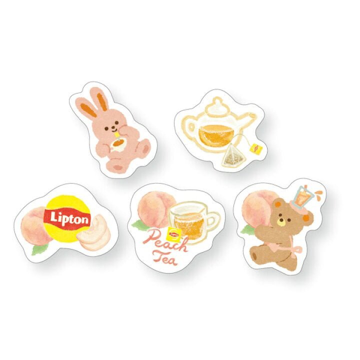 [PEACH] "Lipton Tea: Bear's Tea Stand" Boxed Sticker Flakes - Rosey’s Kawaii Shop