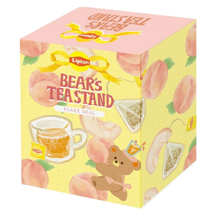 [PEACH] "Lipton Tea: Bear's Tea Stand" Boxed Sticker Flakes - Rosey’s Kawaii Shop
